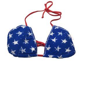 Xhilaration Junior's Sz. Small 0-2 Reversible Triangle Bikini Top Red Stripe New